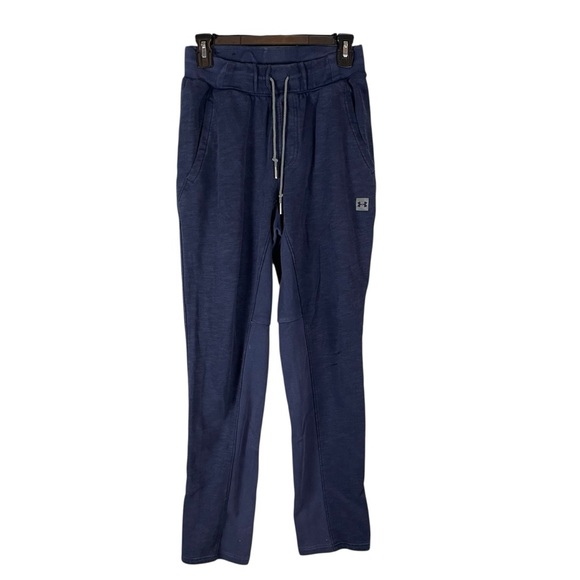 Under Armour Fitted Navy Blue Sweatpants Men’s Medium Joggers Drawstring Waist - Picture 2 of 5